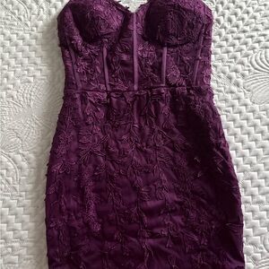 Elegant Purple Strapless Dress